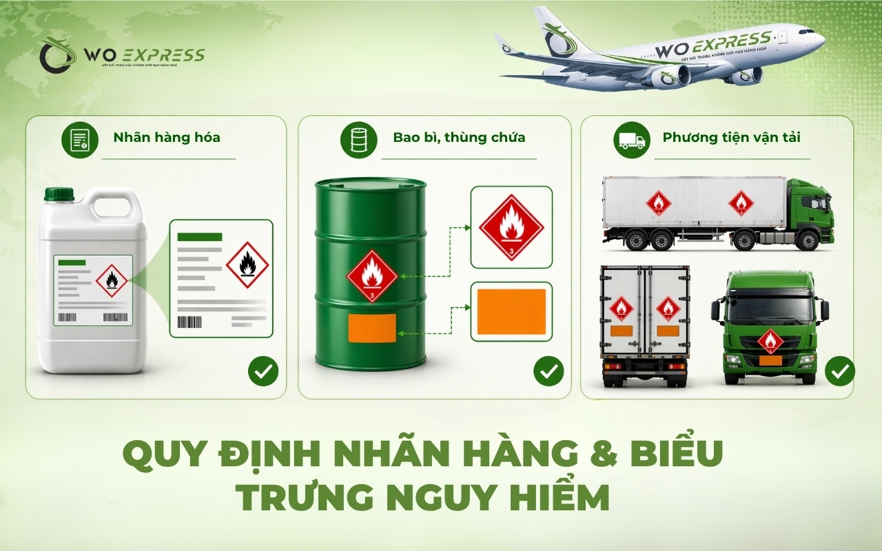 Quy định về vận chuyển hàng nguy hiểm mới nhất 5 Quy định về nhãn hàng, biểu trưng nguy hiểm và báo hiệu nguy hiểm