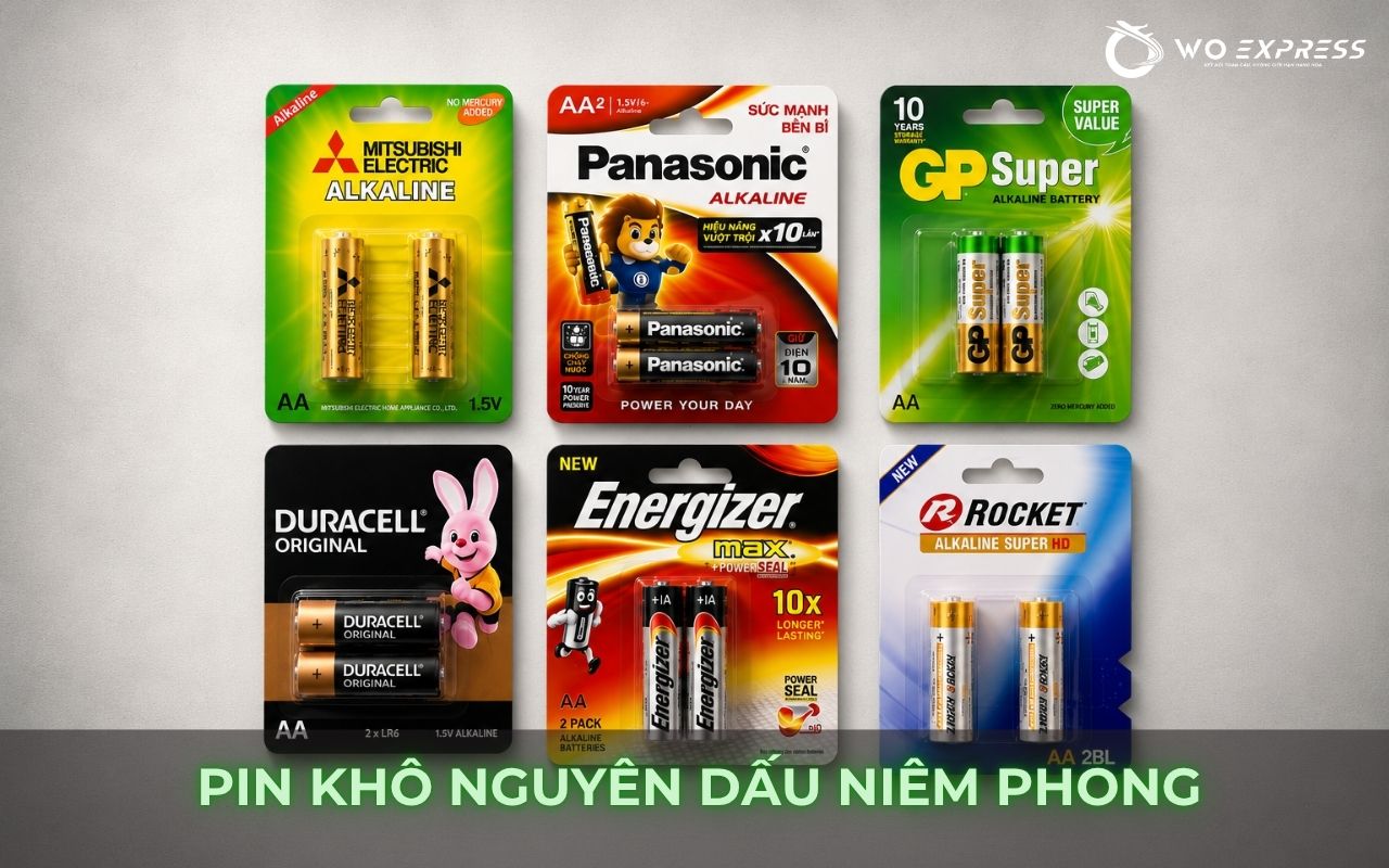 Gửi hàng có pin đi nước ngoài được không? 4 Pin khô nguyên dấu niêm phong