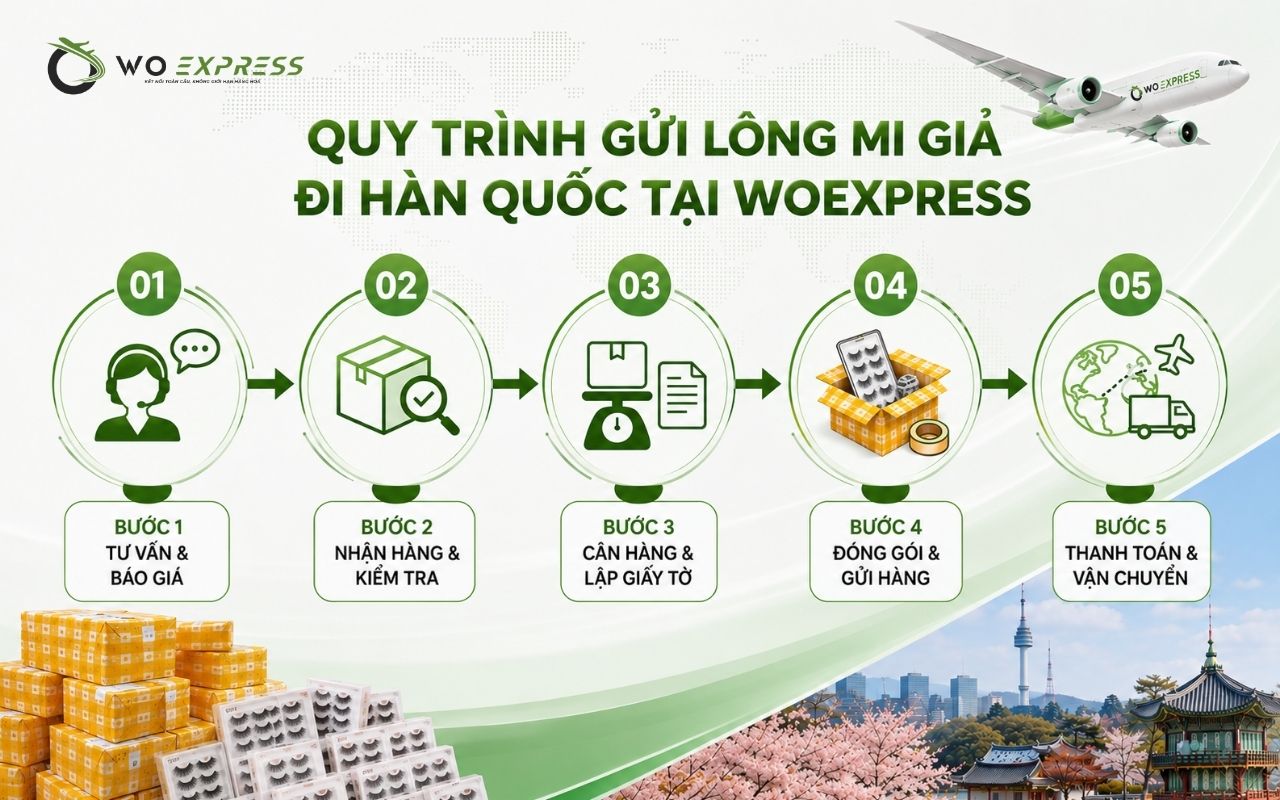 Gửi lông mi giả đi Hàn Quốc nhanh chóng, an toàn 3 Quy trình gửi lông mi giả đi Hàn Quốc tại WoExpress