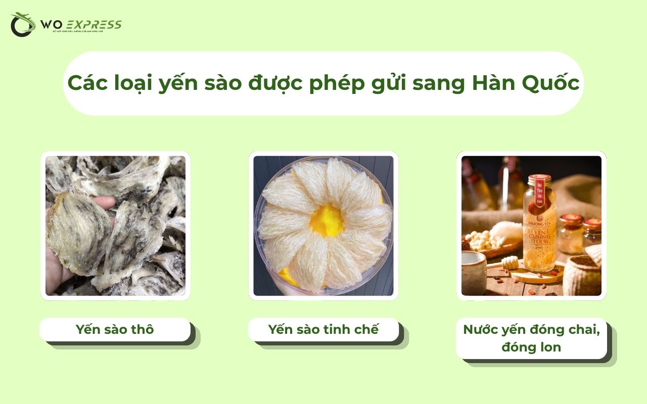 Gửi yến sào đi Hàn Quốc giá rẻ, nhanh chóng an toàn 100% 3 Các loại yến sào được phép gửi sang Hàn Quốc
