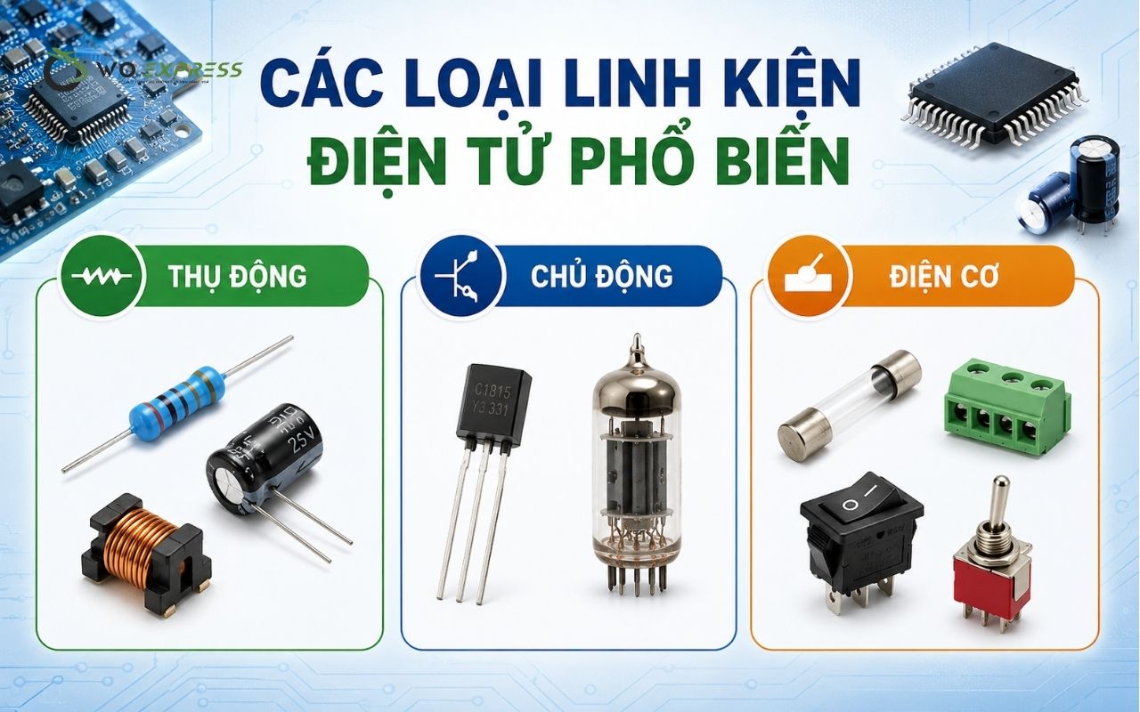 Thuế nhập khẩu linh kiện điện tử và thủ tục cần biết từ A-Z 2 Một số loại linh kiện điện tử phổ biến hiện nay