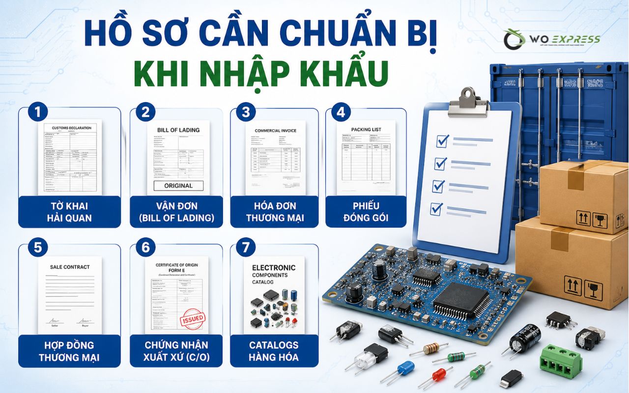 Thuế nhập khẩu linh kiện điện tử và thủ tục cần biết từ A-Z 5 Hồ sơ cần chuẩn bị khi nhập khẩu linh kiện điện tử