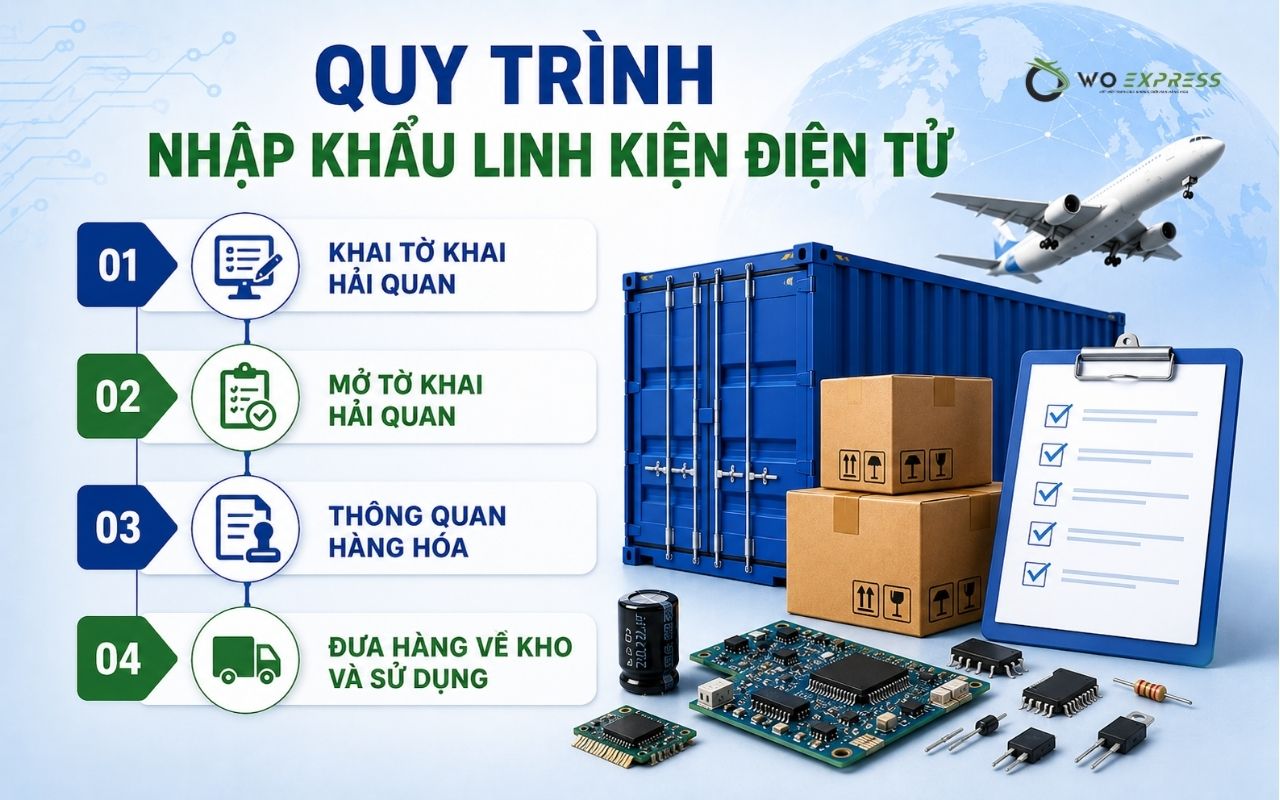 Thuế nhập khẩu linh kiện điện tử và thủ tục cần biết từ A-Z 6 Quy trình nhập khẩu linh kiện điện tử chi tiết từ A–Z