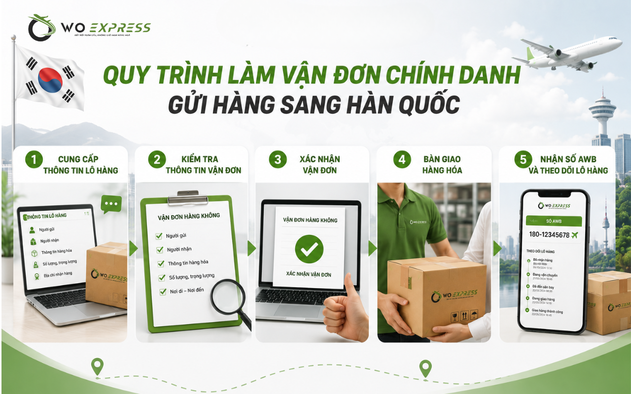 Quy trình làm vận đơn chính danh gửi hàng sang Hàn Quốc