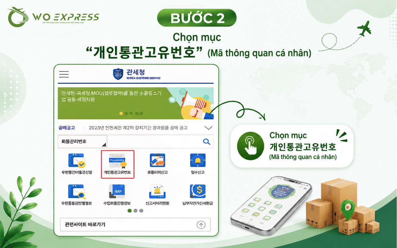 Mở ứng dụng và chọn đăng ký mã thông quan 