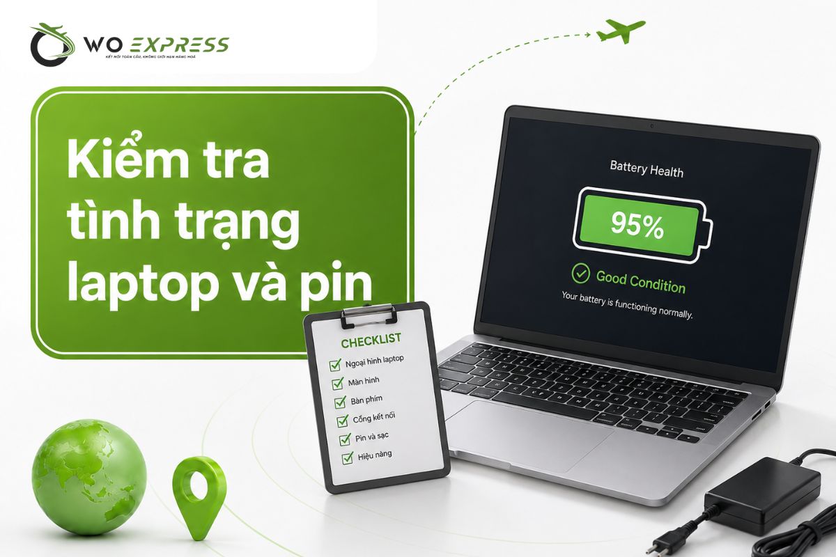 Cách gửi Laptop đi nước ngoài đảm bảo an toàn 100% 6 Kiểm tra tình trạng laptop và pin