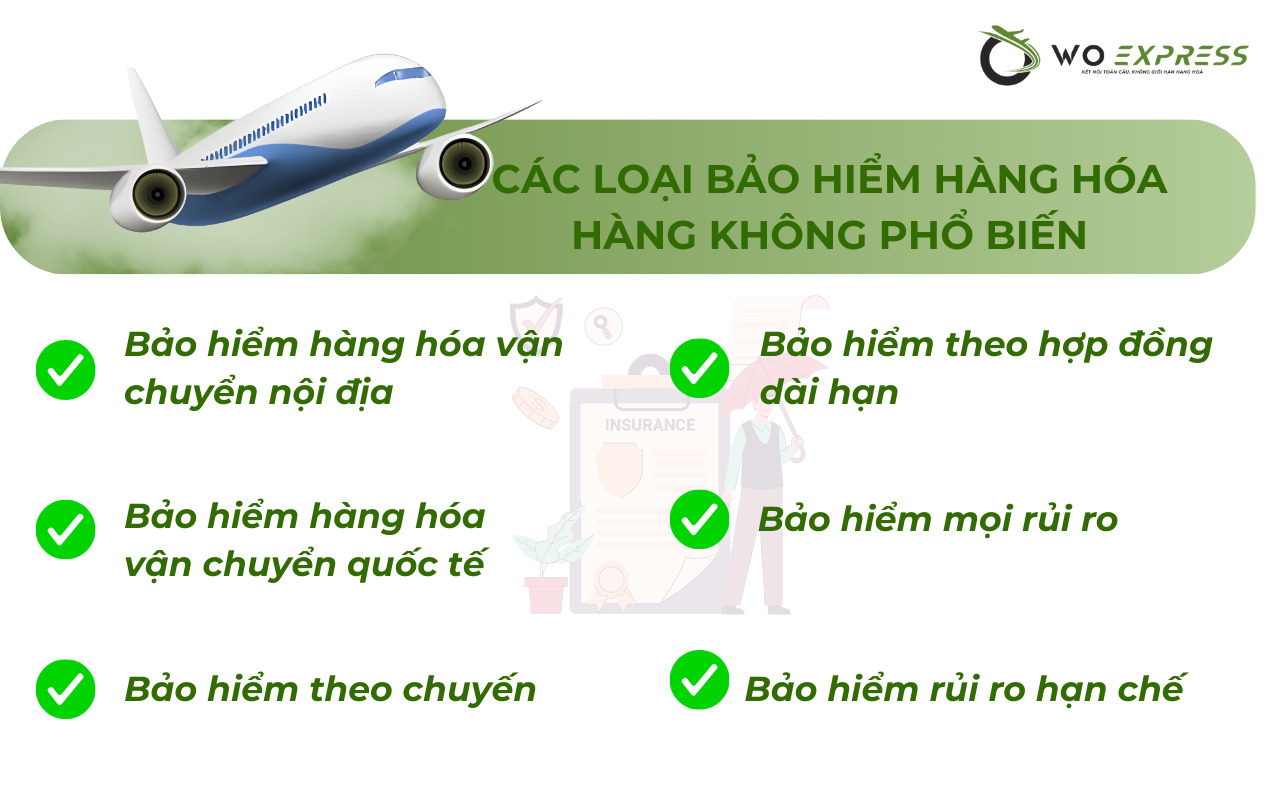 Bảo hiểm hàng hóa hàng không: Thông tin quan trọng cần nắm 5 Các loại bảo hiểm hàng hóa hàng không phổ biến hiện nay