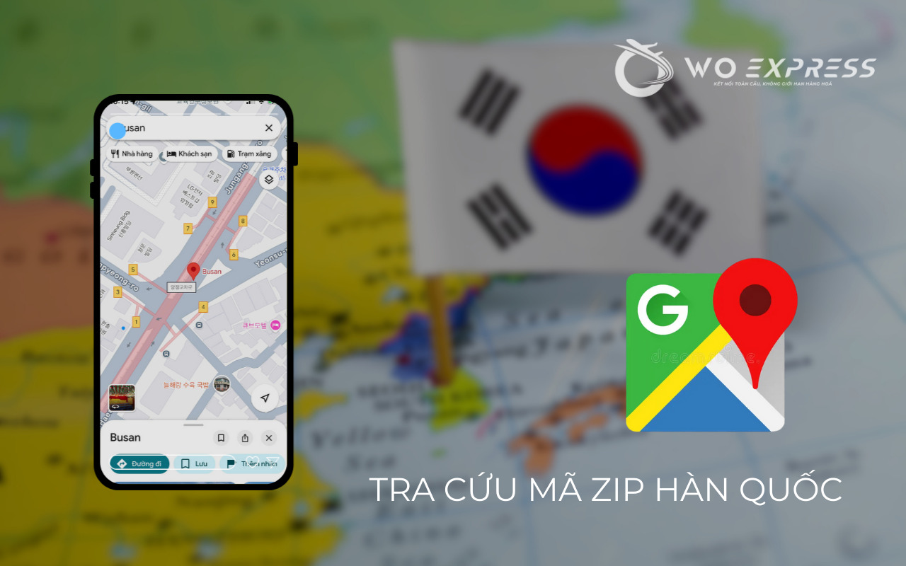 Tra mã ZIP Hàn Quốc qua Google Maps