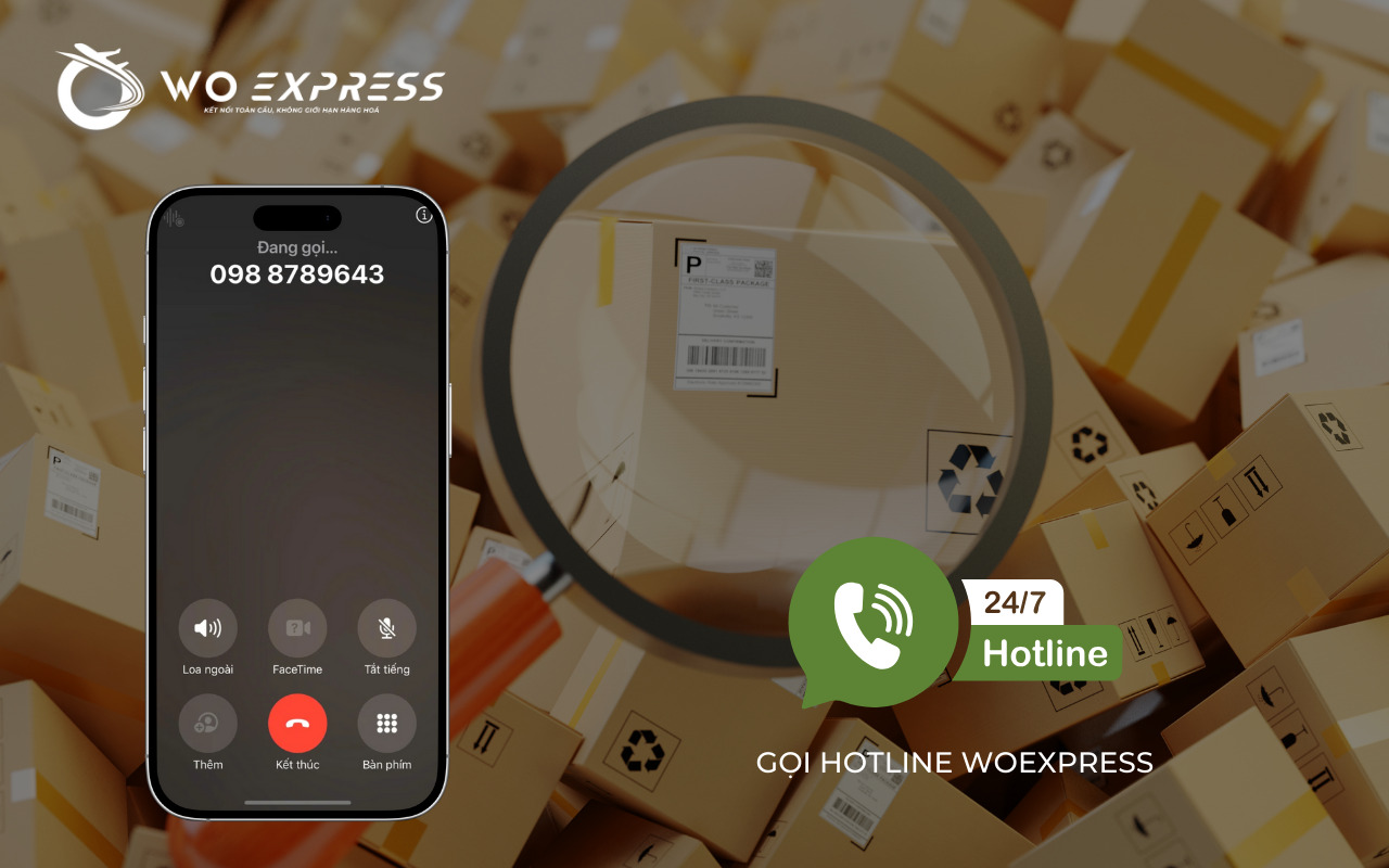 Tra cứu bằng cách liên hệ hotline WoExpress