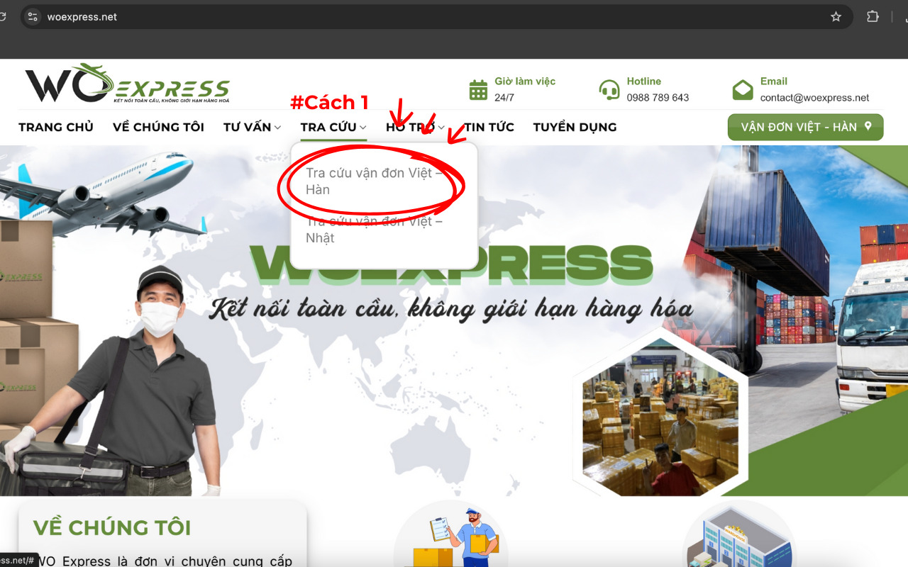 Tra cứu đơn hàng tại Website WoExpress