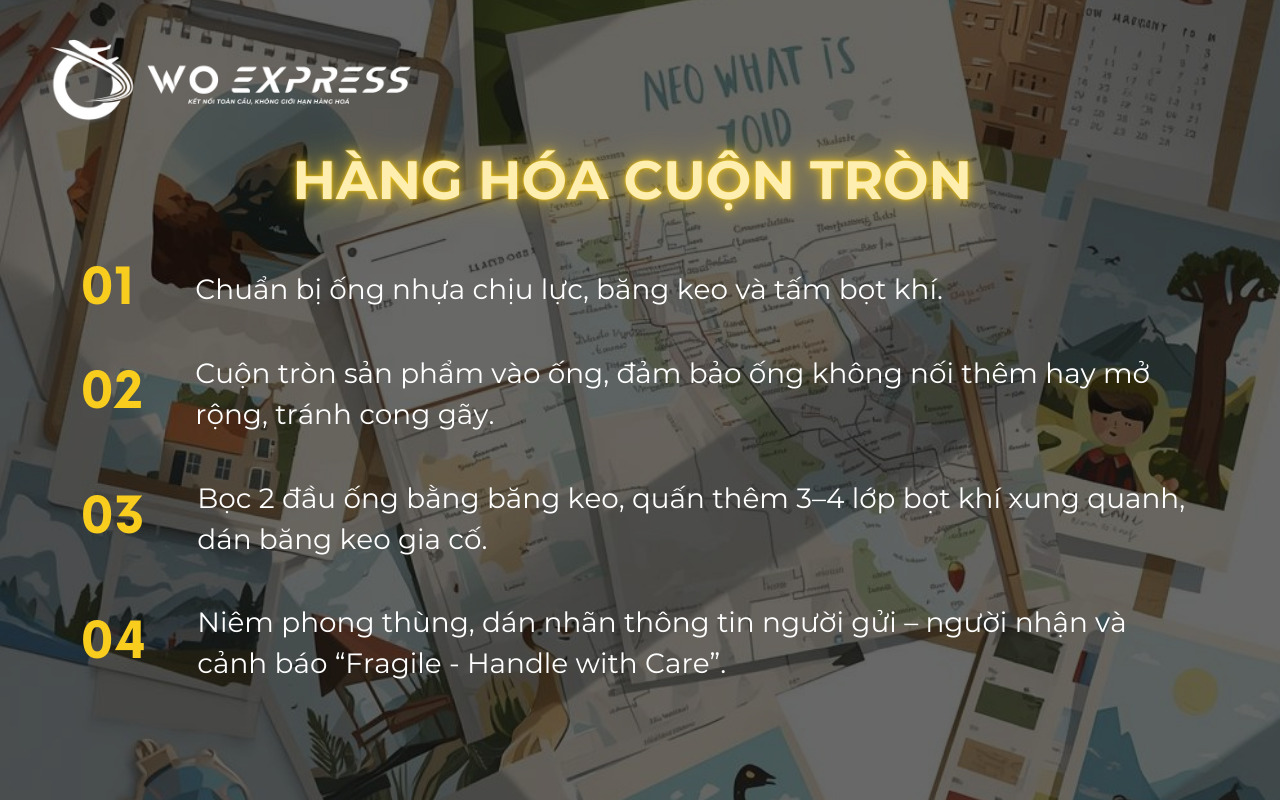 Cách đóng hàng gửi đi nước ngoài đối với hàng hóa cuộn tròn
