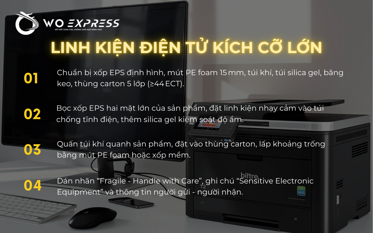 Cách đóng hàng gửi đi nước ngoài đối với linh kiện cỡ lớn