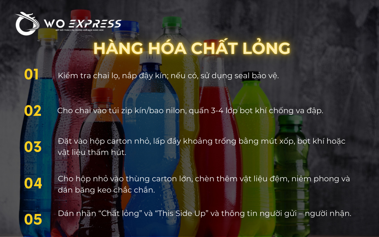 Cách đóng hàng gửi đi nước ngoài đối với chất lỏng