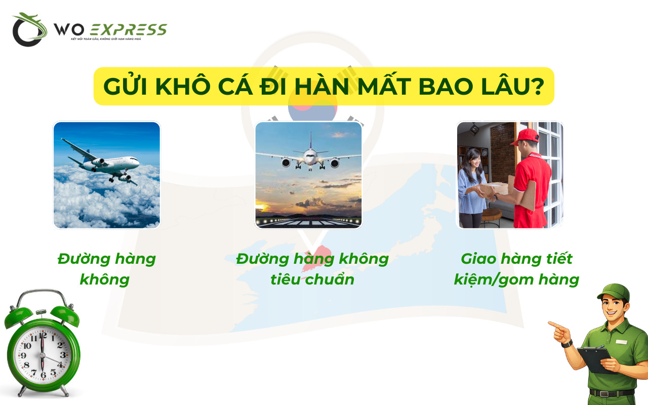 Gửi khô cá đi Hàn mất bao lâu – thời gian vận chuyển theo từng hình thức