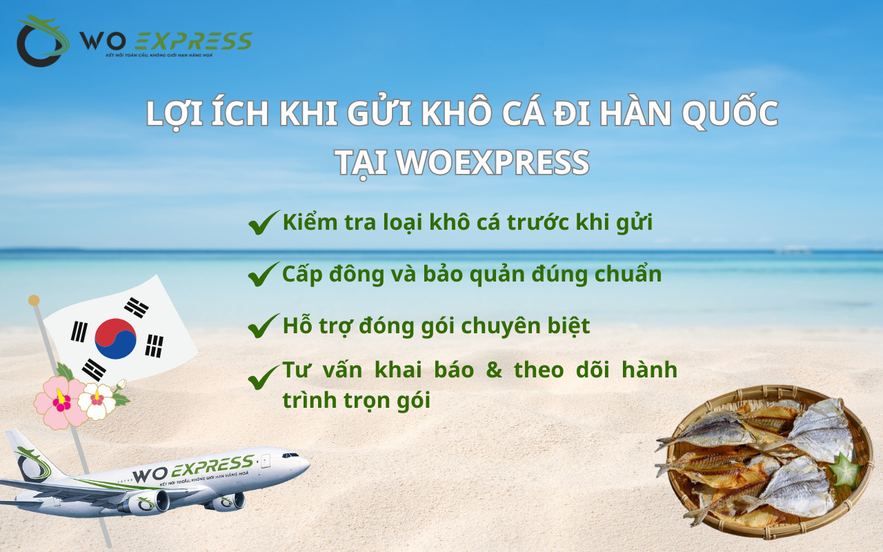 Gửi khô cá đi Hàn tại WoExpress với quy trình cấp đông, hút chân không an toàn