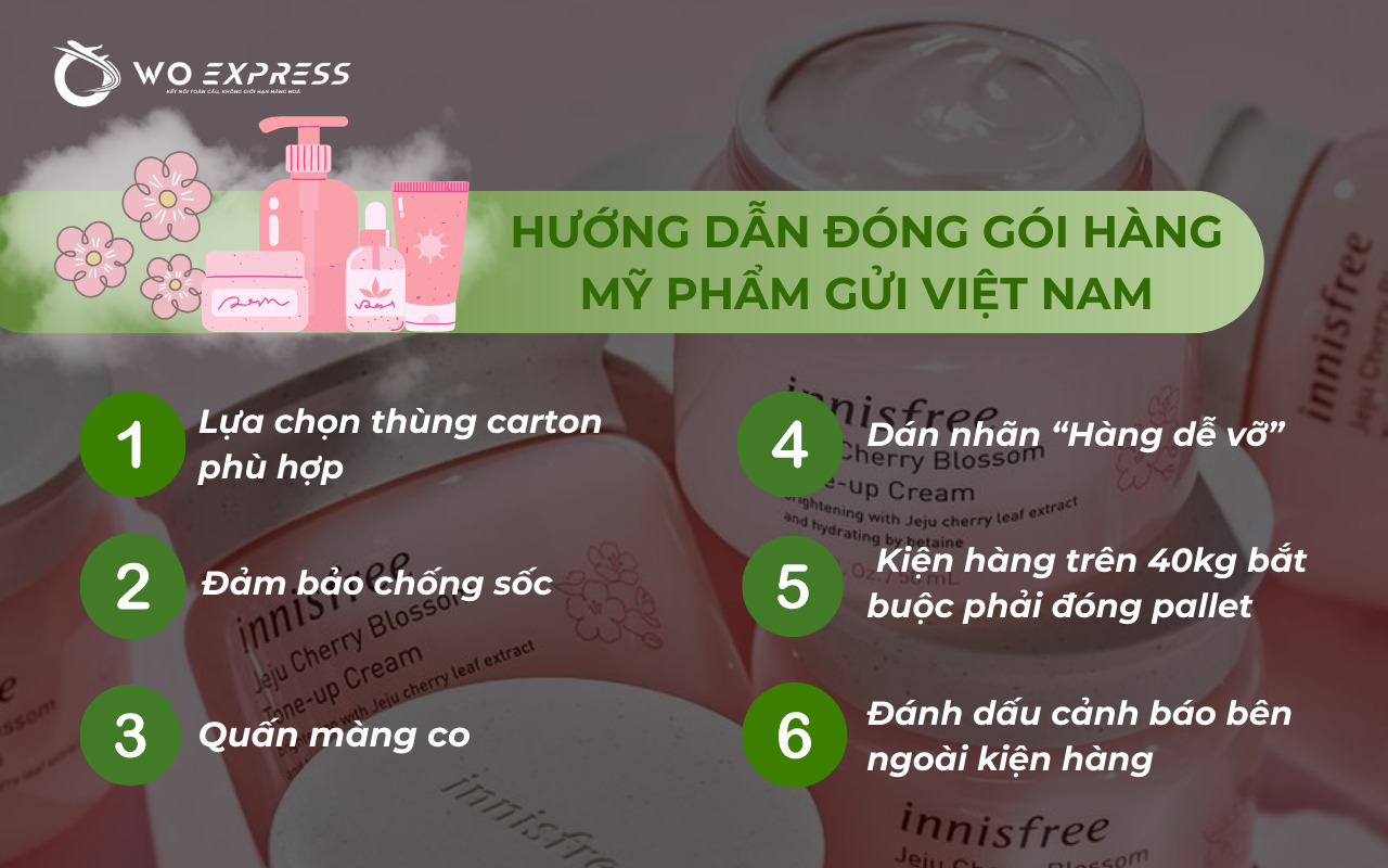 Hướng dẫn đóng gói hàng mỹ phẩm gửi Việt Nam an toàn