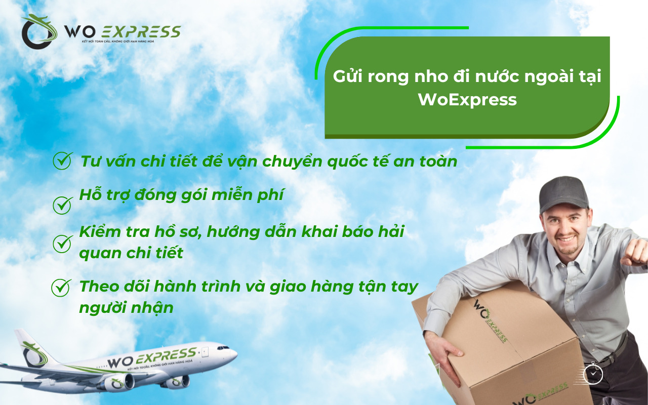 Gửi rong nho đi nước ngoài được không và đơn vị hỗ trợ vận chuyển 