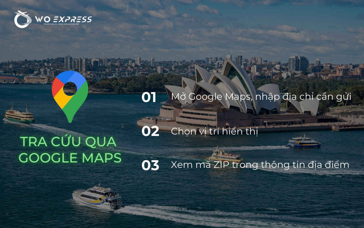 Tra cứu mã zip Úc qua Google Maps