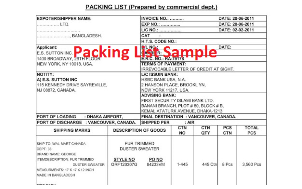 Thủ tục gửi hàng từ nước ngoài về Việt Nam đầy đủ nhất 5 Packing list trong thủ tục gửi hàng từ nước ngoài về Việt Nam giúp đối chiếu số lượng và tình trạng hàng hóa